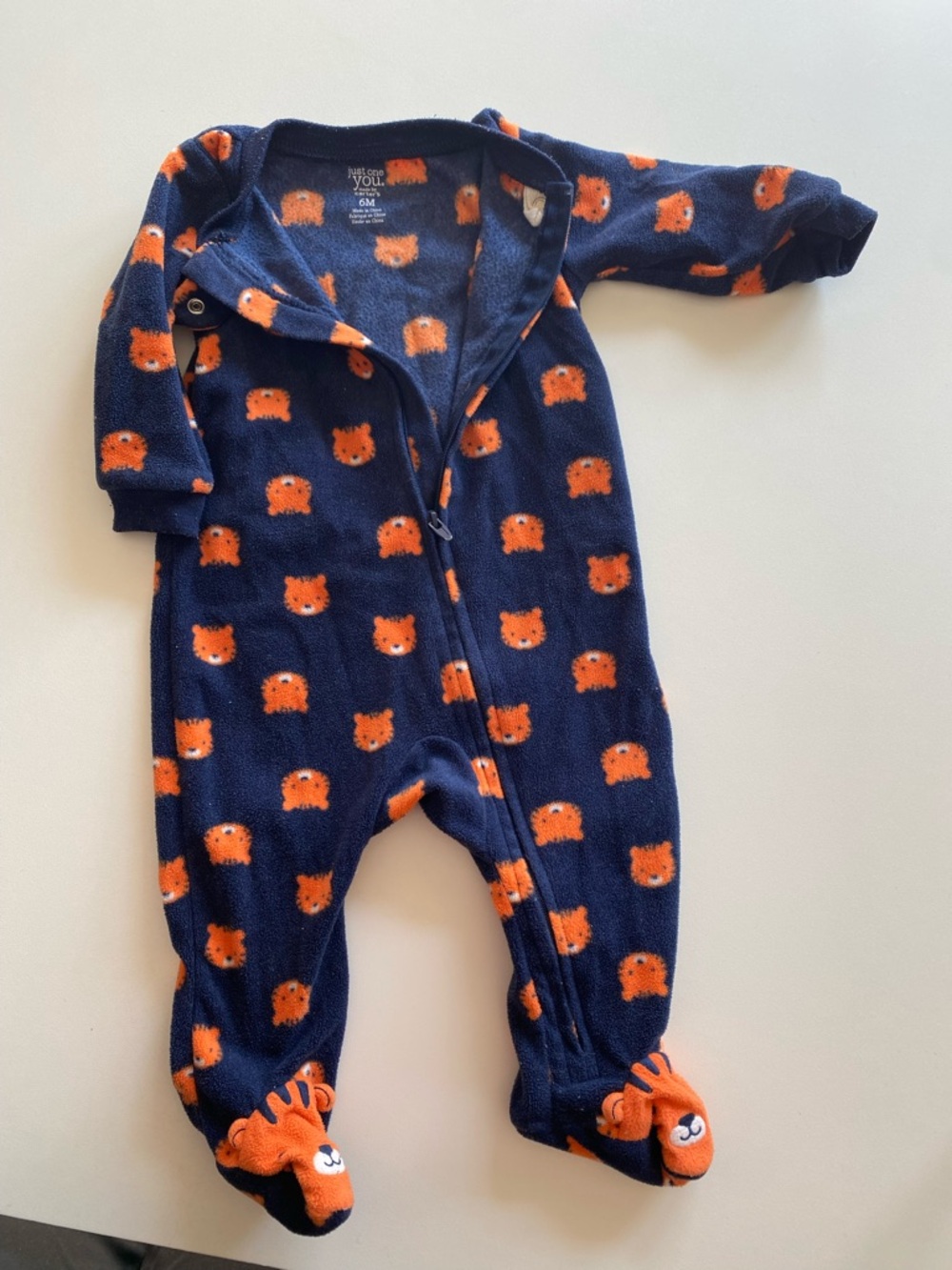 Carter's Navy One-Piece Fleece with Orange Fox Faces